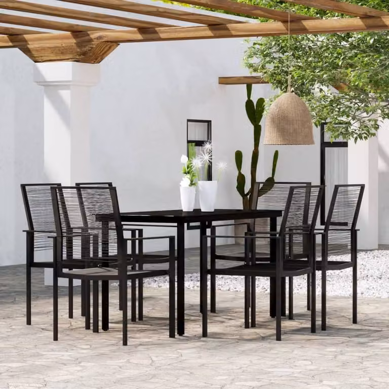 Berkfield Home 7 Piece Modern Garden Dining Set in Black