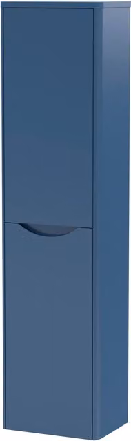 Balterley Modern Wall Hung Tall Bathroom Cabinet with Soft Close Door, Blue, W: 35.6 cm