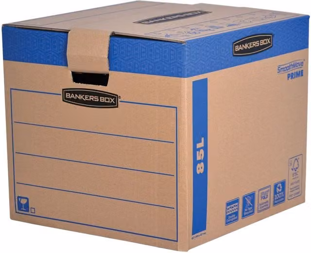 Bankers Box SmoothMove Heavy Duty Corrugated Cardboard Moving Boxes, Brown, Pack of 5