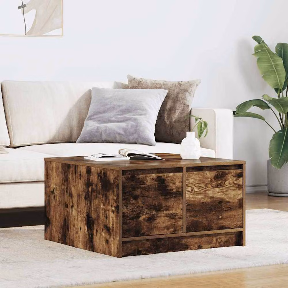 Berkfield Home Smoked Oak Coffee Table with Drawers in Brown W/D/H: 70.5 x 70 x 40 cm – 2