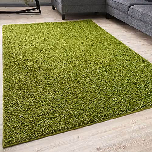 THE RUGS Green Plain Shaggy High Pile Rug, W/D: 80 x 300 cm