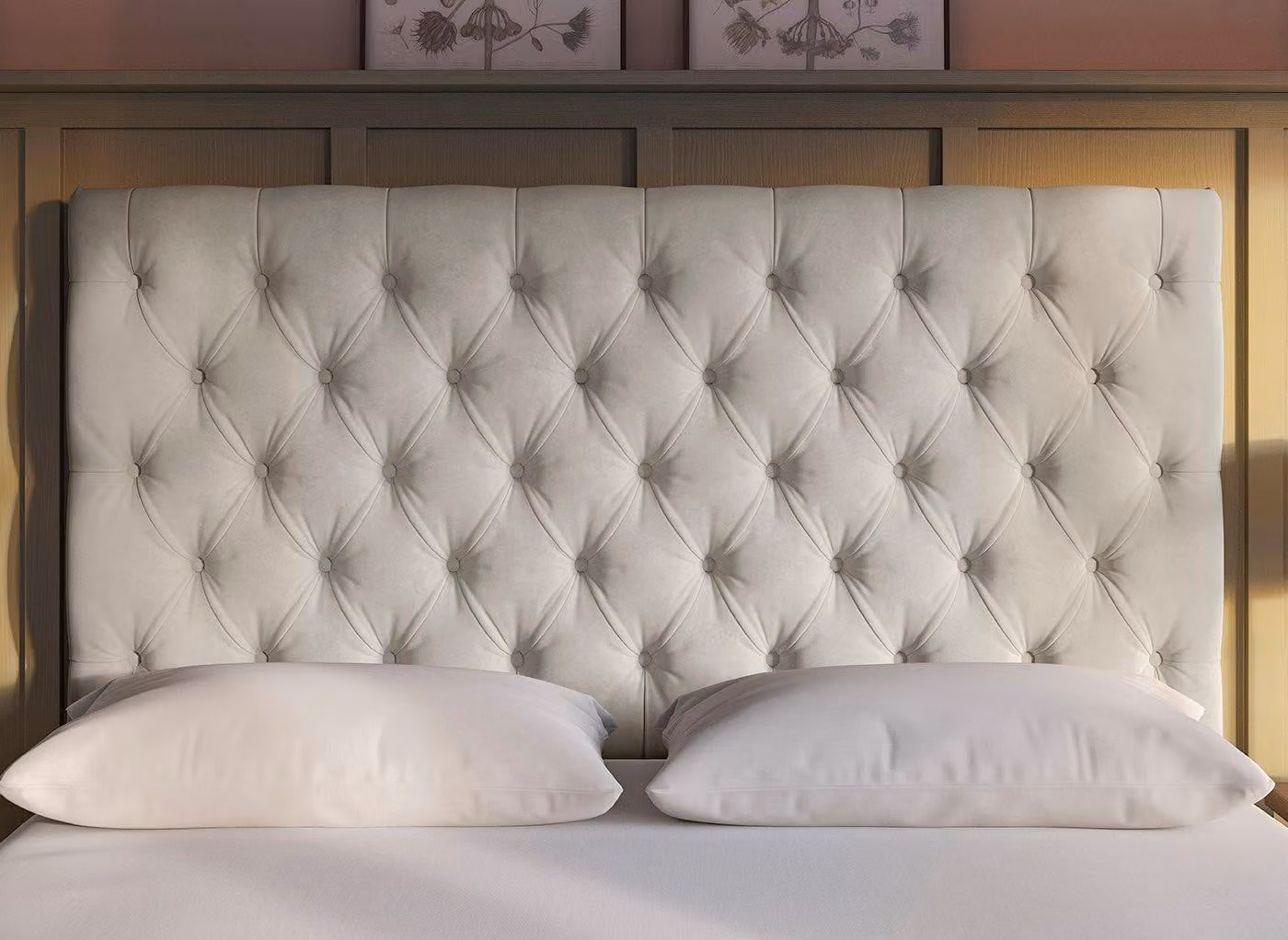 Flaxby Harrogate Classic Upholstered Headboard in White