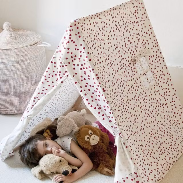 Noa and Nani White Organic Cotton and Wood Children's Play Tent