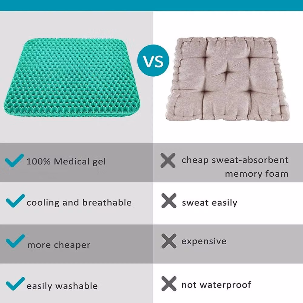 NESTLUNE Green Orthopaedic Egg Shaped Gel Seat Cushion with Breathable Ergonomic Design, W: 120 cm x D: 120 cm x H: 1 cm – 5