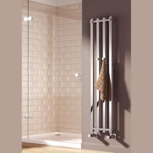 Reina Todi Chrome Designer Heated Towel Rail, Silver, H: 80 cm, W: 10.8 cm – 1
