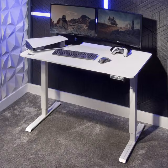 X Rocker Ascend Height Adjustable Electric Gaming Desk in White