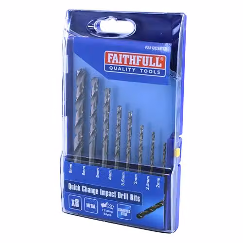 Faithfull 8 Piece Quick Change Cobalt HSS Impact Twist Drill Bit Set in Blue and Bronze – 3