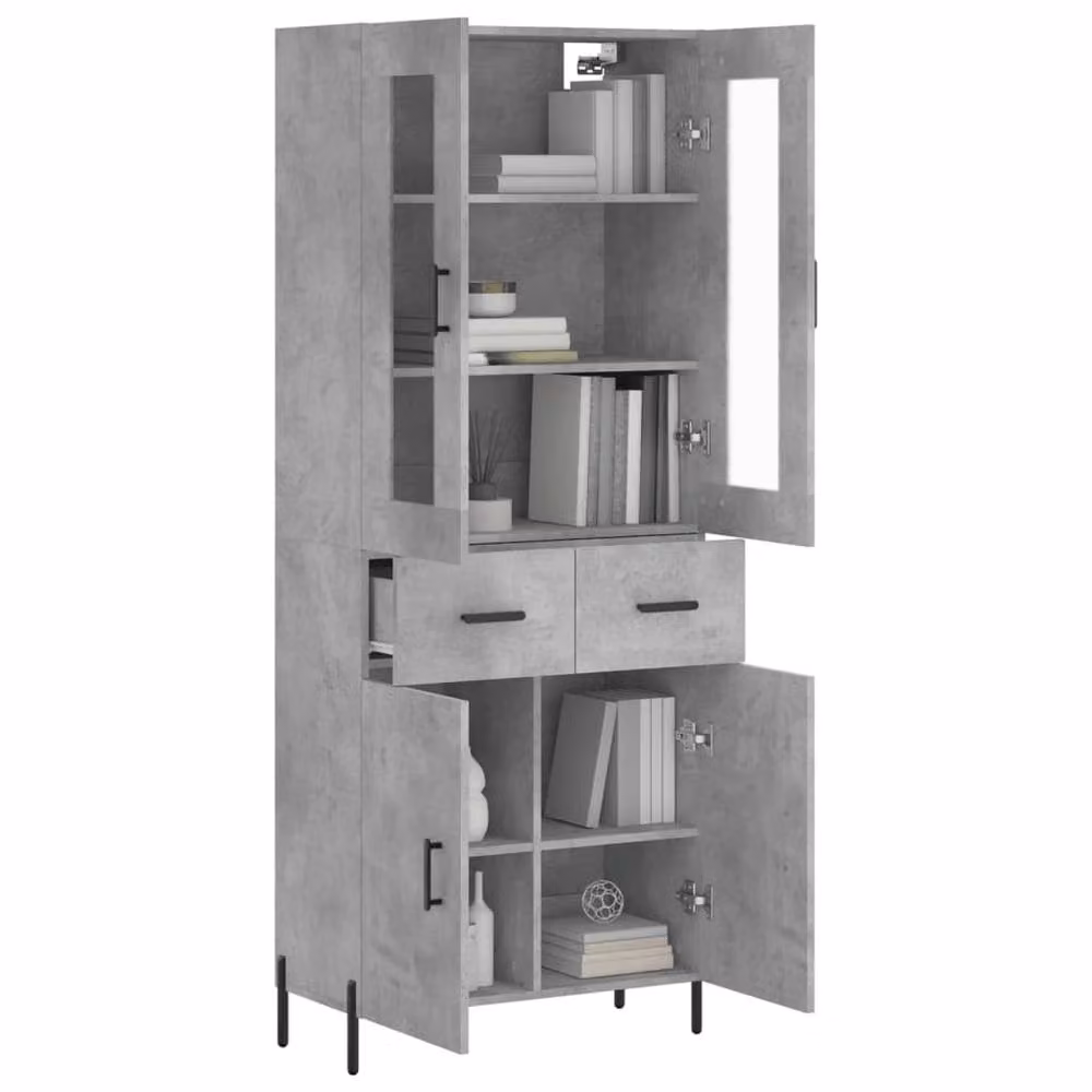 Berkfield Home Highboard in Concrete Grey, W/D/H: 69.5 x 34 x 180 cm – 3