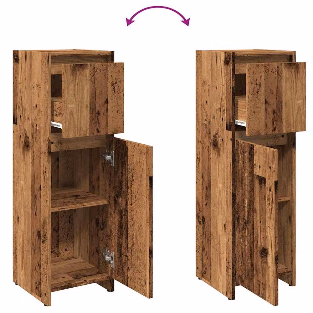 Berkfield Home Stylish Rustic Bathroom Cabinet in Brown, W/D/H: 30 x 30 x 95 cm – 3