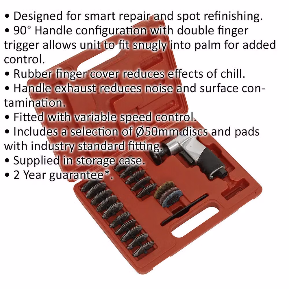 Loops Pneumatic Air Mini Sander and 35 Discs Kit, 50mm, Multicolour – 2
