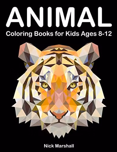 Animetrics Animal Colouring Book for Kids Ages 8-12 featuring Dolphin, Fox, Shark and Deer, Multicolour