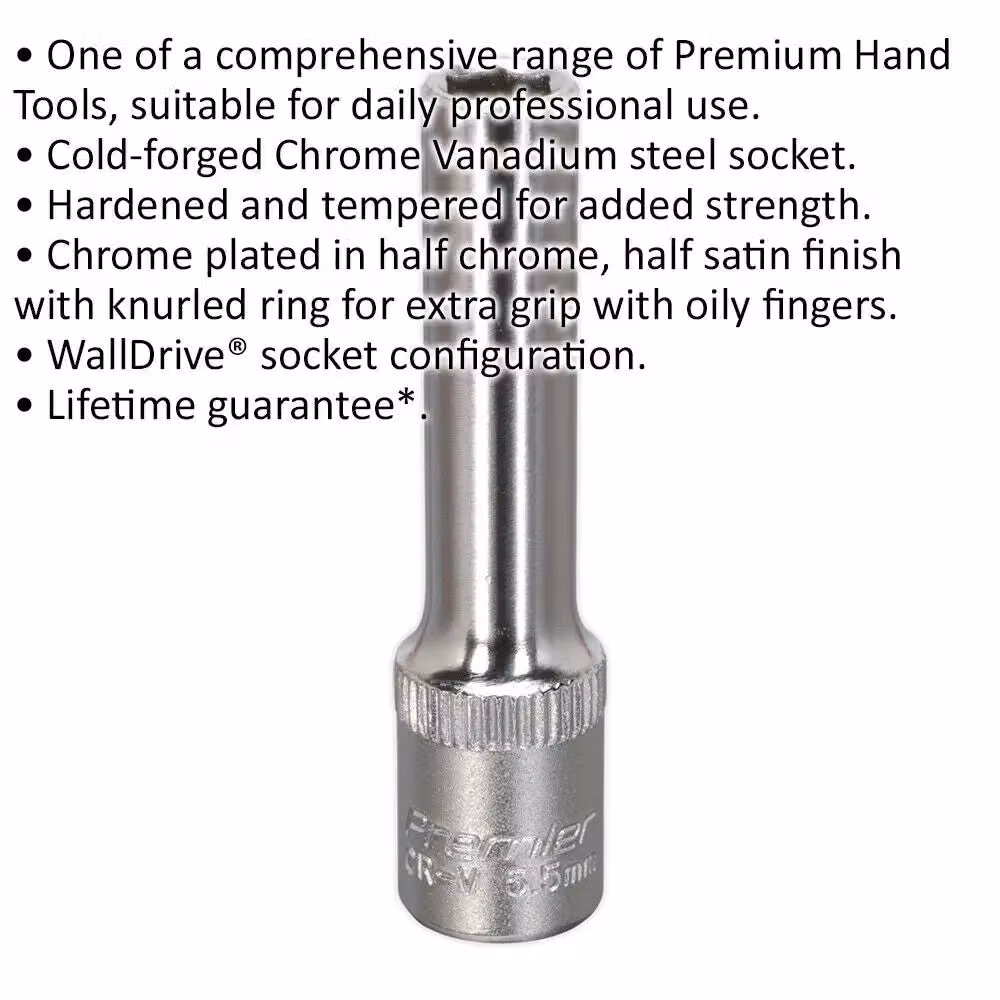 Loops 5.5mm Deep Drive Socket 1/4 inch Square Drive Chrome Vanadium in Silver – 2
