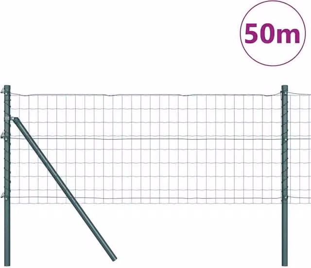 Berkfield Home Green Euro Fence with 13 Posts, Galvanised Steel, 0.4 x 50 m – 1