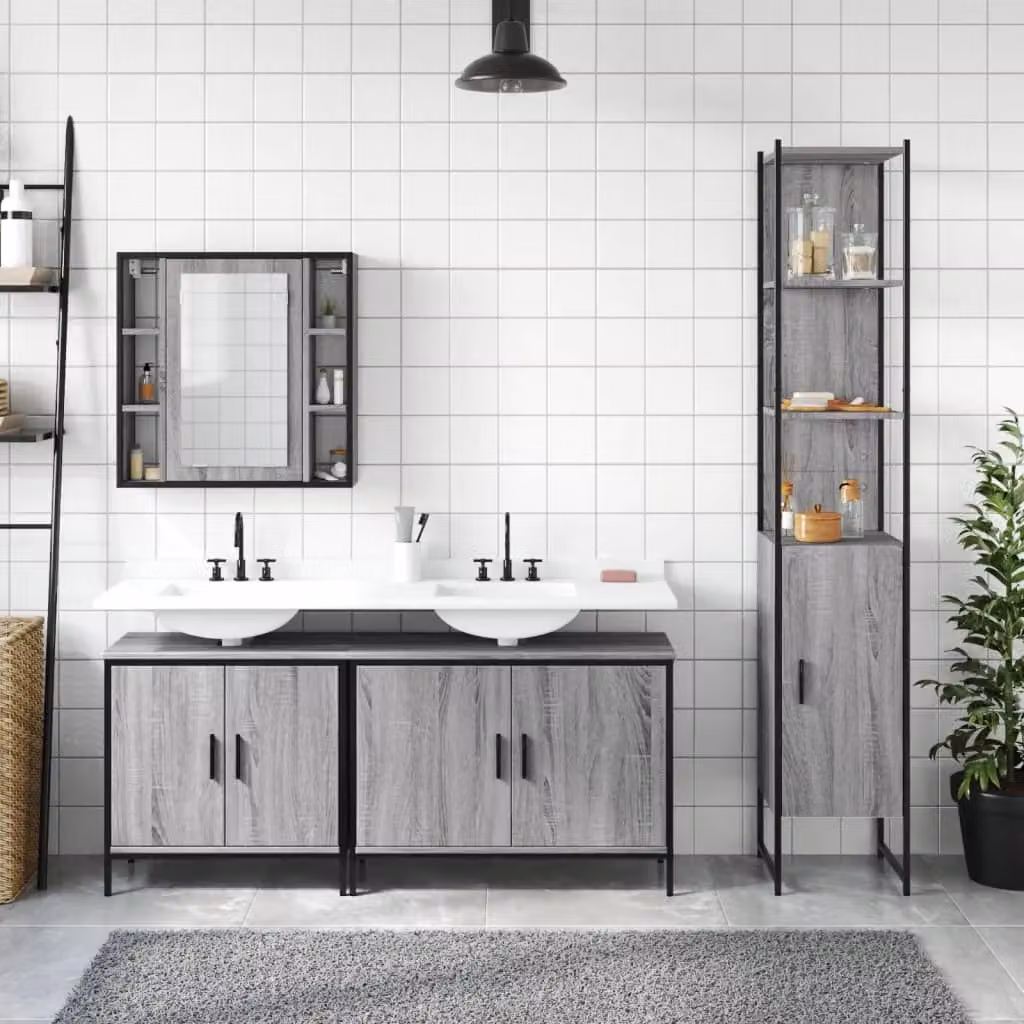 Berkfield Home 4 Piece Grey Sonoma Bathroom Cabinet Set – 2