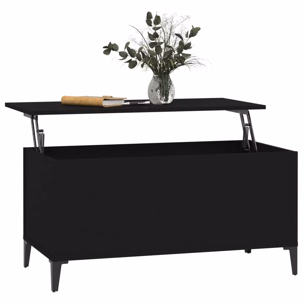 Berkfield Home Black Modern Rectangular Coffee Table with Lift Mechanism, W/D/H: 90 x 44.5 x 45 cm – 3