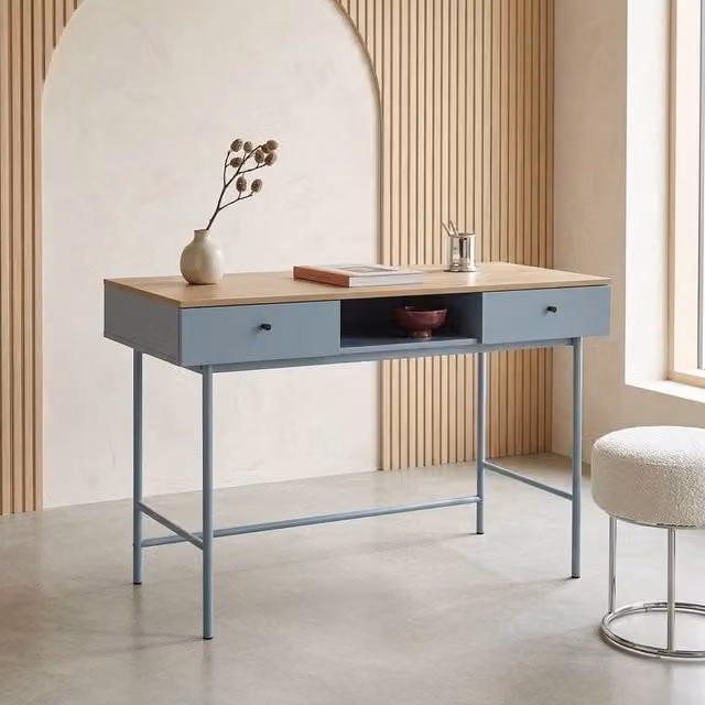 sweeek Modern Writing Desk with 2 Drawers and 1 Compartment in Blue