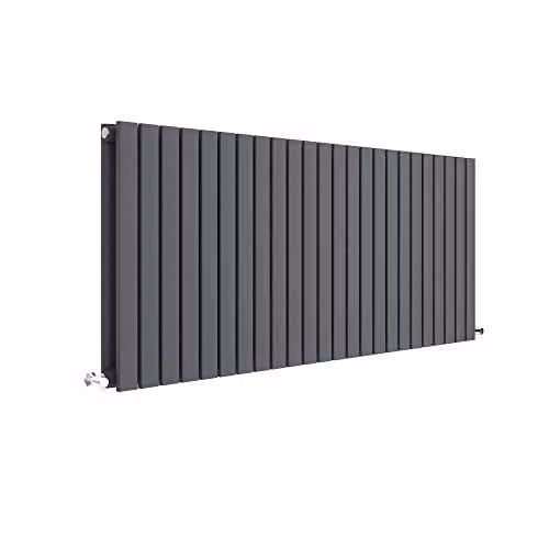 Nuie HLA59D Sloane Modern Home Wall Mount Designer Horizontal Double Panel Radiator, Anthracite, W/H/D: 139.8 x 60 x 7.2 cm