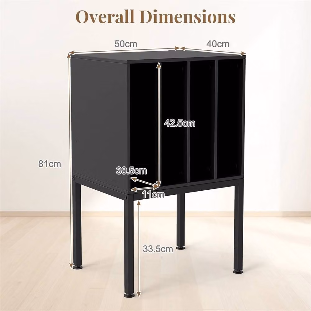 Nordara Turntable Stand with Vinyl Storage Shelves in Black – 2