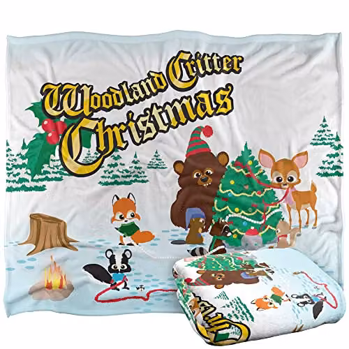 LOGOVISION Christmas White Fluffy Microfibre Fleece Throw Blanket W/D/H: 152 x 127 cm