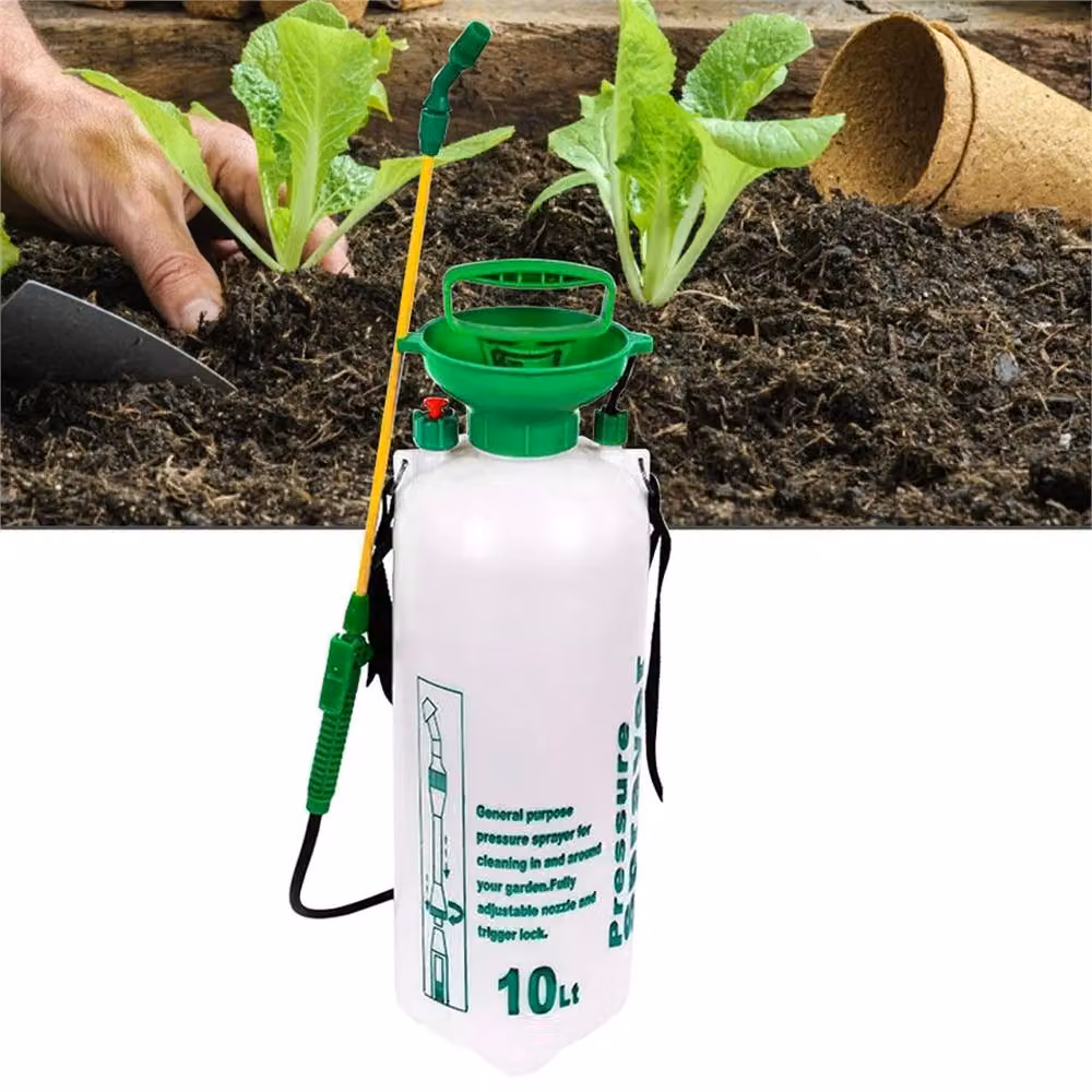 Nordara Manual Pressure Sprayer with Hand Pump, 10 l, Transparent and Multicolour – 2