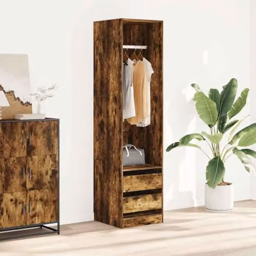 vidaXL Wardrobe with Integrated Drawers and Hanging Rod, Brown, W/D/H: 50 x 50 x 200 cm – 2