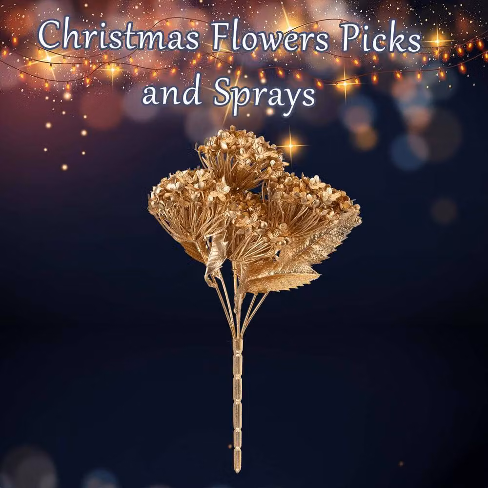 VFM e-Store Gold Metallic Hydrangea Bush, W: 33 cm, D: 22 cm – 2