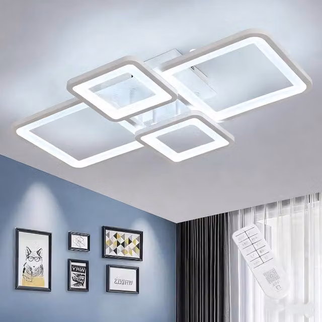 COMELY Modern Dimmable LED Ceiling Light with Remote Control, White, W/D/H: 40 x 40 x 14 cm – 1