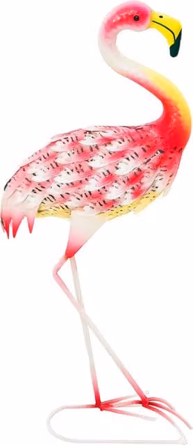Outsunny Pink Metal Flamingo Garden Statue Ornament with Ground Stakes