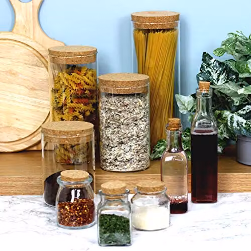 Orsina Large Transparent Glass Jar with Airtight Cork Lid and Chalkboard Label, W: 10 cm, D: 10 cm, H: 22 cm – 2