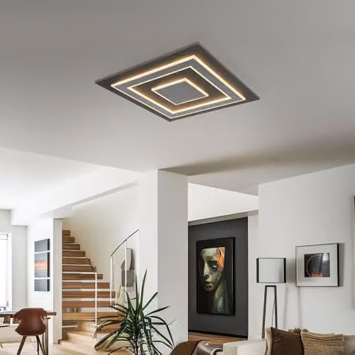 Netlighting Globo Lighting LED Ceiling Panel Light in Grey, 50 W, 1900 lm, Warm White, W: 60 cm, D: 60 cm, H: 4.6 cm – 2