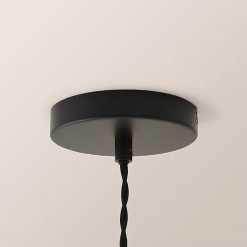 ValueLights Cheltenham Modern Dome Pendant Ceiling Light with Transparent Ribbed Glass and Black Finish – 3