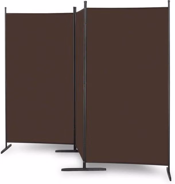 Kelvenix 3 Panel Folding Room Divider Privacy Screen in Brown