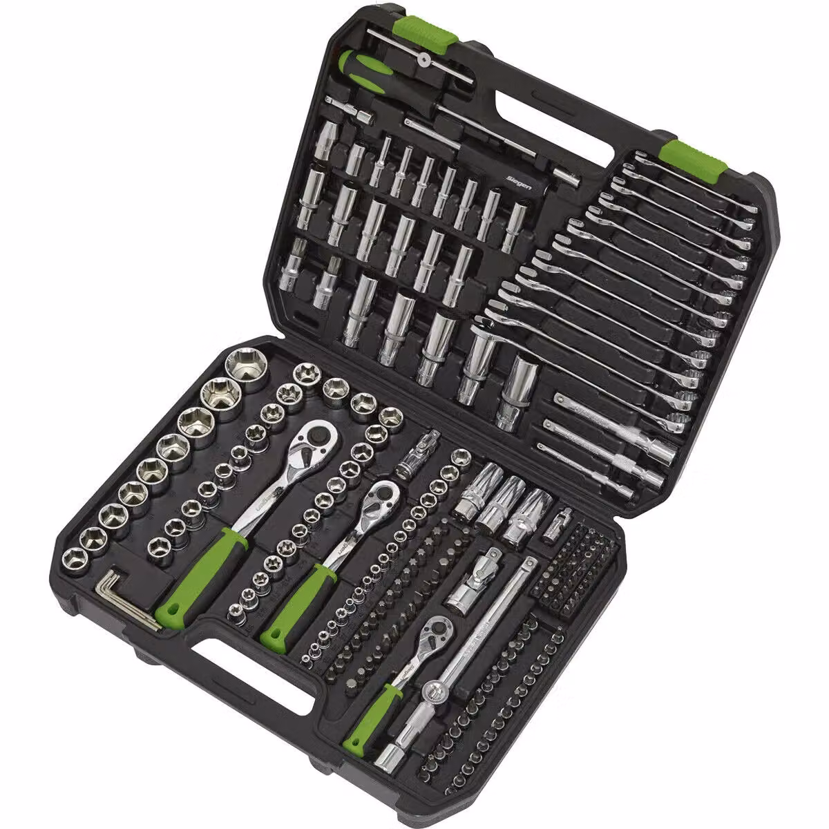 Loops 219pc Premium Socket, Bit and Ratchet Handle Set in Multicolour Chrome Vanadium Steel with 1/4", 3/8" and 1/2" Drive 6 Point – 3