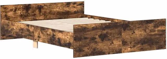 Berkfield Home Durable Bed Frame with Headboard and Footboard in Smoked Oak Brown, W/D/H: 120 x 200 cm – 1