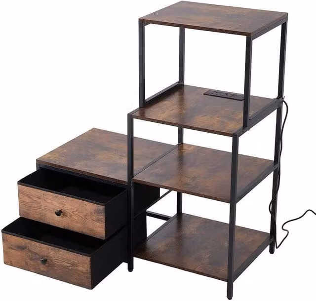 KORVIXA 4 Tier Kitchen Bakers Rack Storage Shelf in Brown, W/D/H: 100 x 100 x 117.5 cm – 1