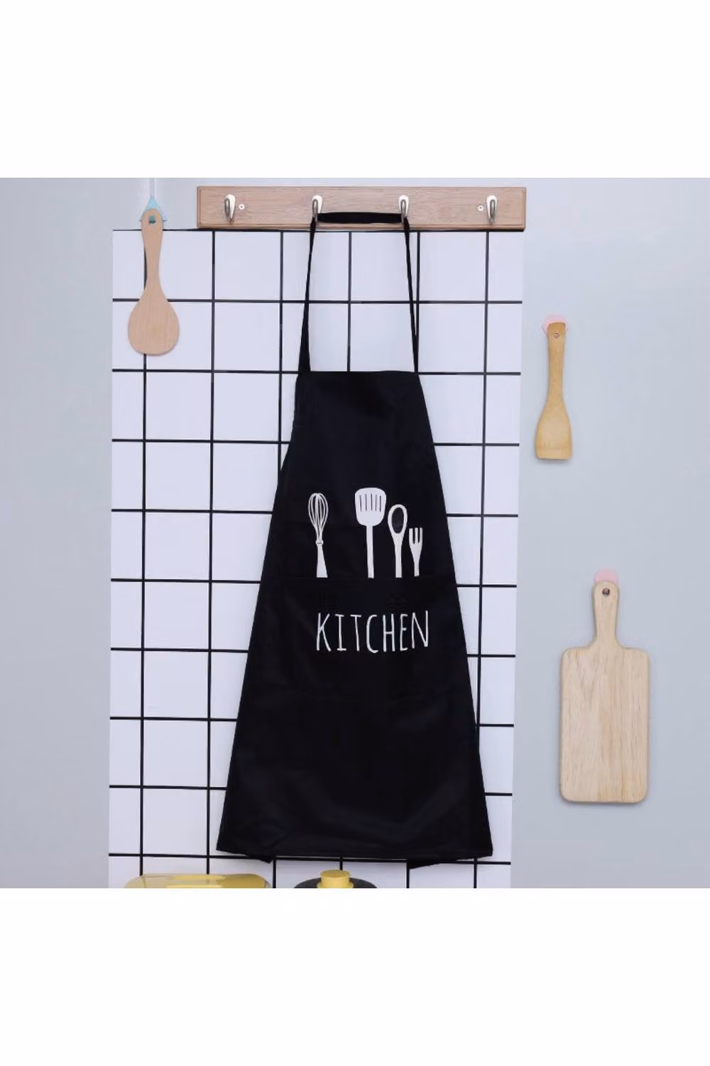 KDMD Poly Kitchen Baking and BBQ Apron with Printed Design in Black, W: 55 cm, H: 72 cm – 2