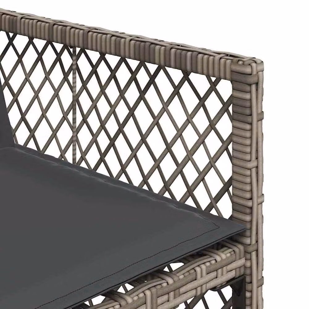 Berkfield Home 11 Piece Grey Poly Rattan Garden Dining Set with Acacia Wood Accents and Cushions – 3