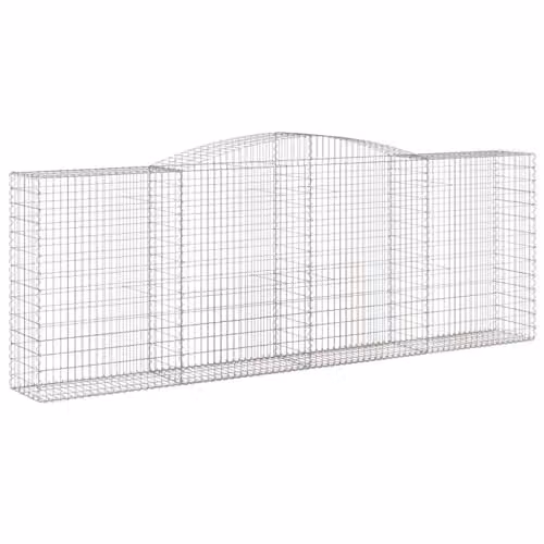 vidaXL Arched Gabion Baskets, 5 Pieces, Silver Galvanised Steel, W: 400 cm, D: 50 cm, H: 140-160 cm