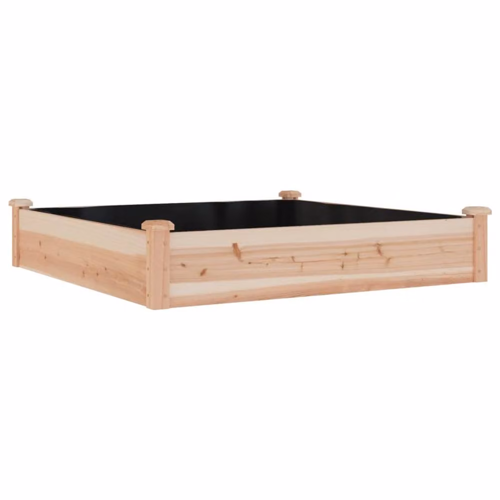Berkfield Home Garden Raised Bed with Liner in Brown Solid Wood, W/D/H: 120 x 120 x 25 cm – 2