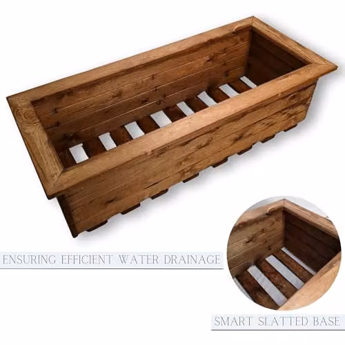 Samuel Alexander Rustic Wooden Garden Trough Planter, Brown, W: 108.5 cm, D: 41.5 cm, H: 32 cm – 3
