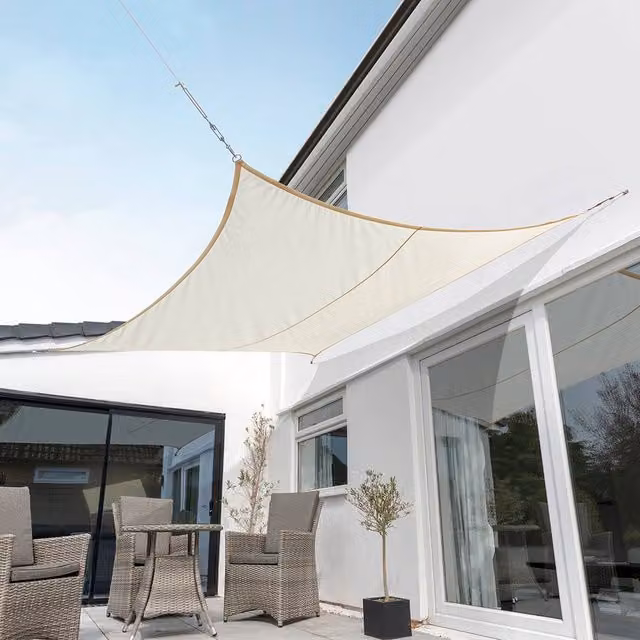 Primrose Ivory Square Waterproof Garden Patio Sun Shade Sail Canopy with UV Block and Fixing Kit, W 200 cm x D 200 cm