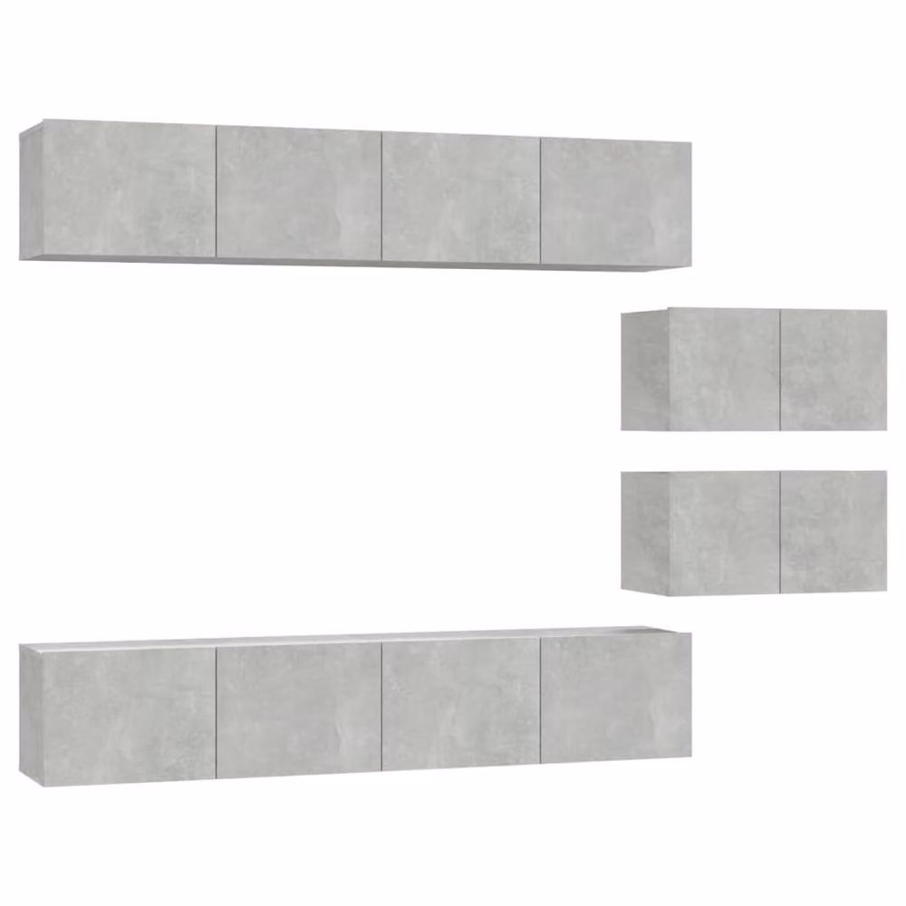 Berkfield Home Classic 6 Piece TV Cabinet Set in Concrete Grey MDF – 2