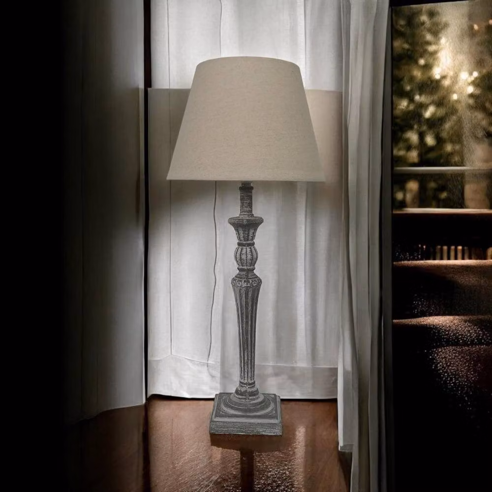 Minster Lamp and Shade in Grey, W/D/H: 12 x 12 x 58 cm – 3