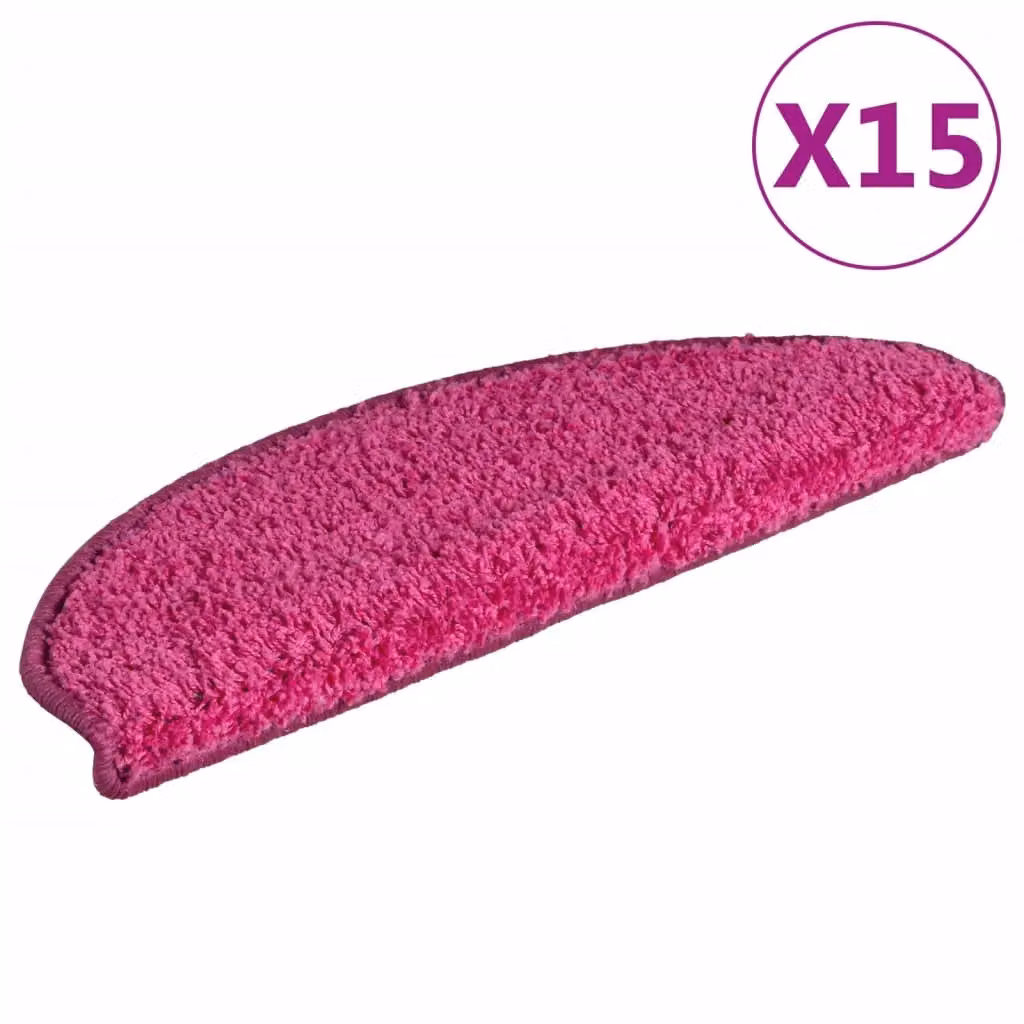 Berkfield Home Self-Adhesive Carpet Stair Treads, 15 Pieces, Pink, W: 65 cm, D: 21 cm, H: 4 cm – 2