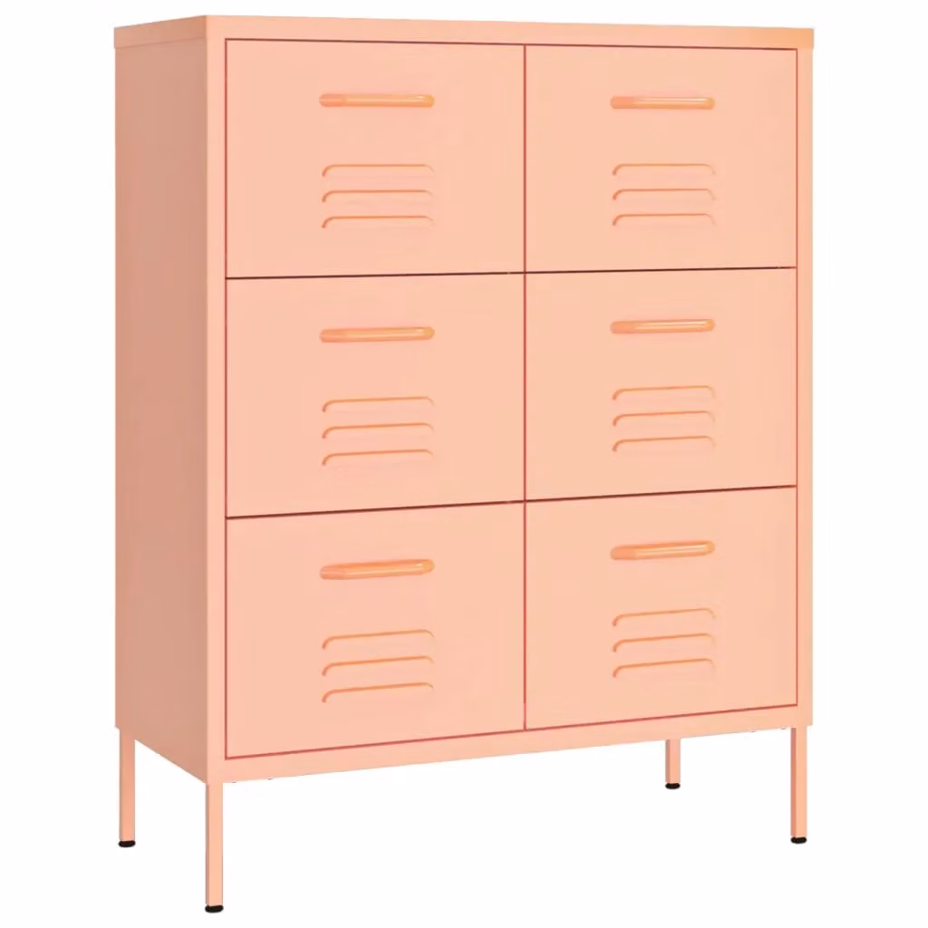 Berkfield Home Pink Metal Drawer Cabinet, W: 80 cm, D: 35 cm, H: 101.5 cm – 2