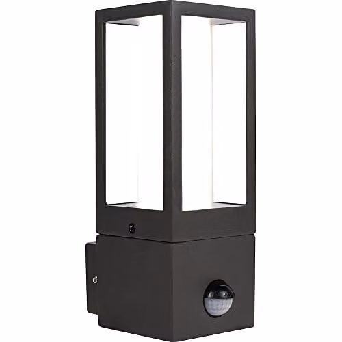 Luceco Azurar Grey Exterior Decorative GU10 Wall Lantern with PIR Motion and Dusk Sensors, IP44 Rated – 1