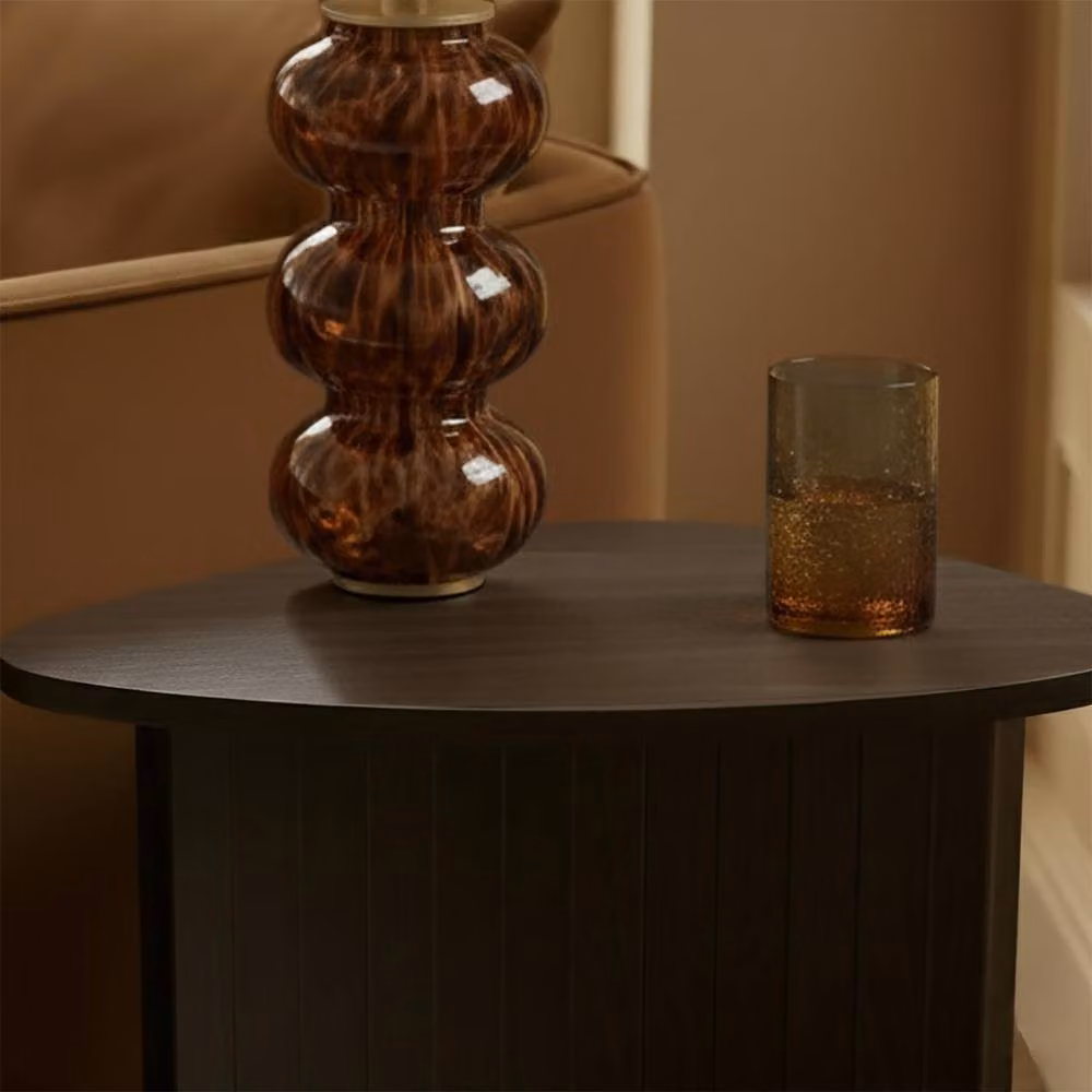 OHS Madison Ribbed Round Side Table in Dark Brown – 2