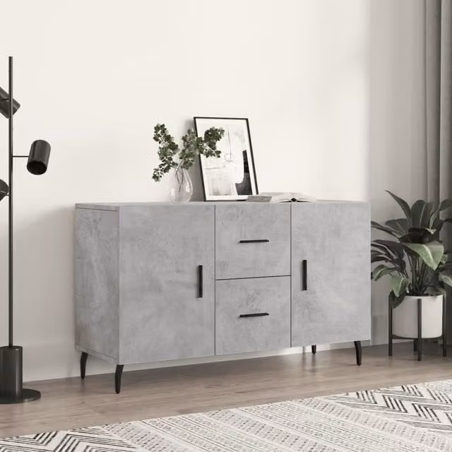Berkfield Home Modern Sideboard in Concrete Grey, W/D/H: 100 x 36 x 60 cm