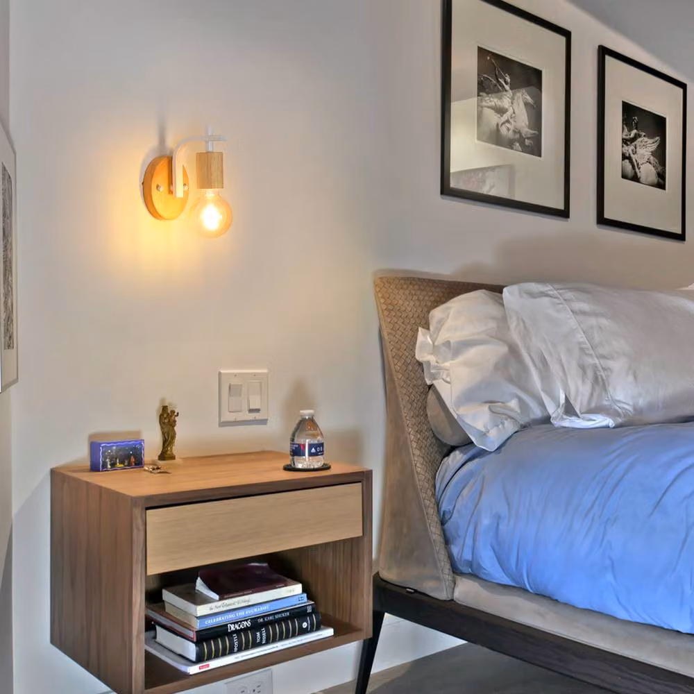 COMELY 2 Pack Vintage White Wood Indoor Wall Lights with E27 Bulb Holder – 2