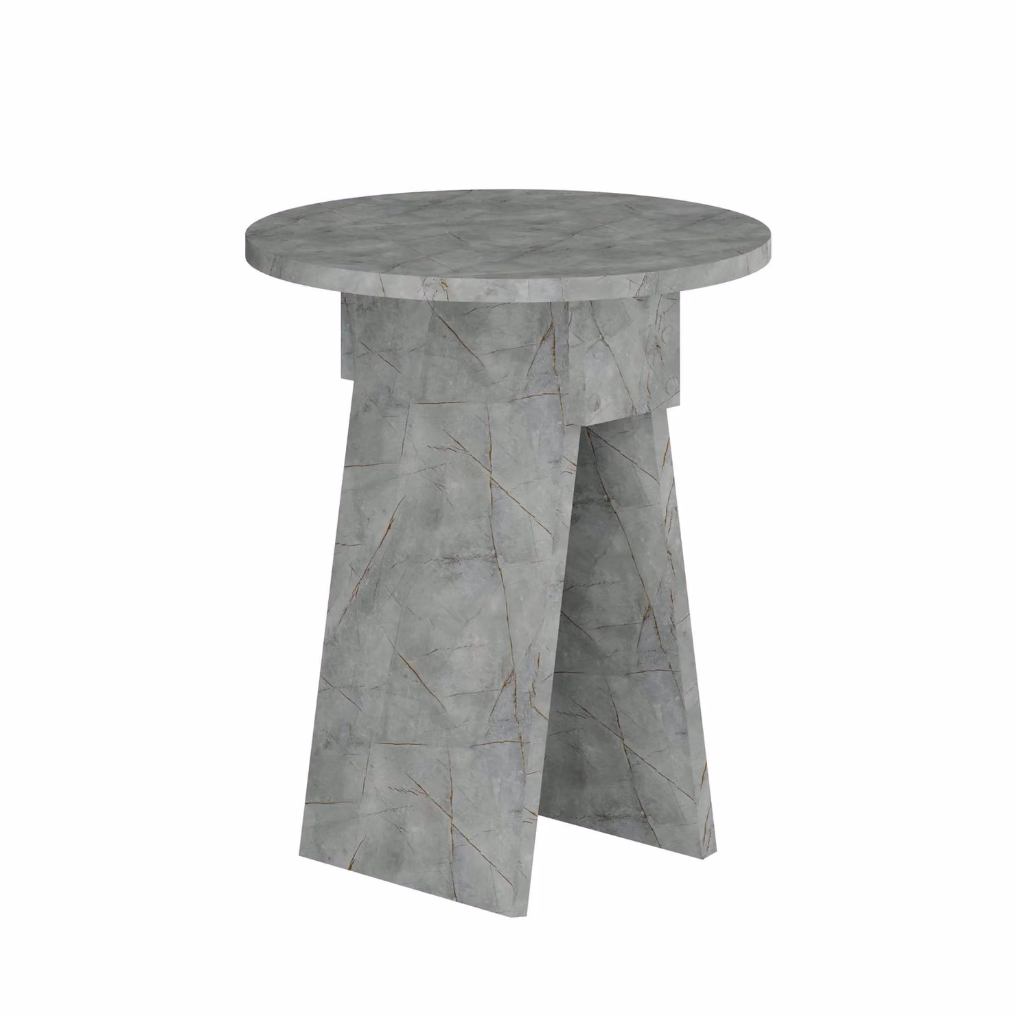 Decortie Chen Modern Round Side Table in Gold and Grey, Diameter: 42 cm, Height: 50 cm – 2